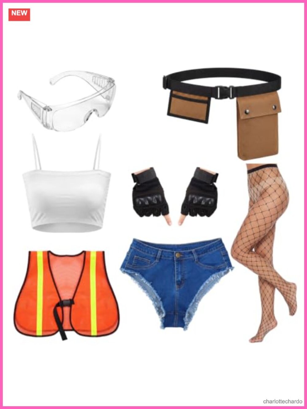 Women's Construction Worker Costume Set with Reflective Vest